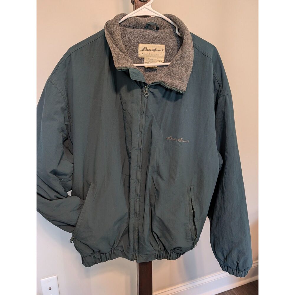 Eddie Bauer Fleece-Lined Nylon Jacket Spruce Green Mens M